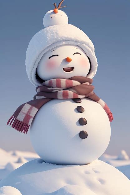 Premium AI Image | A snowman with a hat and scarf on