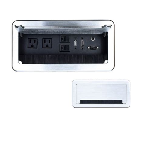 Tabletop Brush Connectivity Box Outlet With Socket Hdmi Lan Vga Power