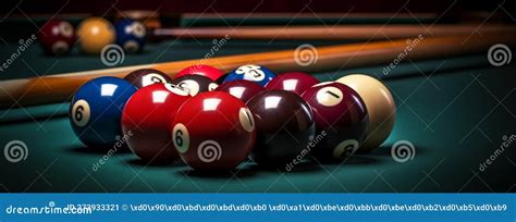 Multi Colored Billiard Balls Table Cues Stock Illustration