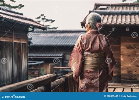 Old Woman Japanese Kimono Generate Ai Stock Illustration Illustration Of Brunette Relax