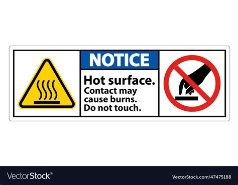 Notice Hot Surface Do Not Touch Symbol Sign Vector Image