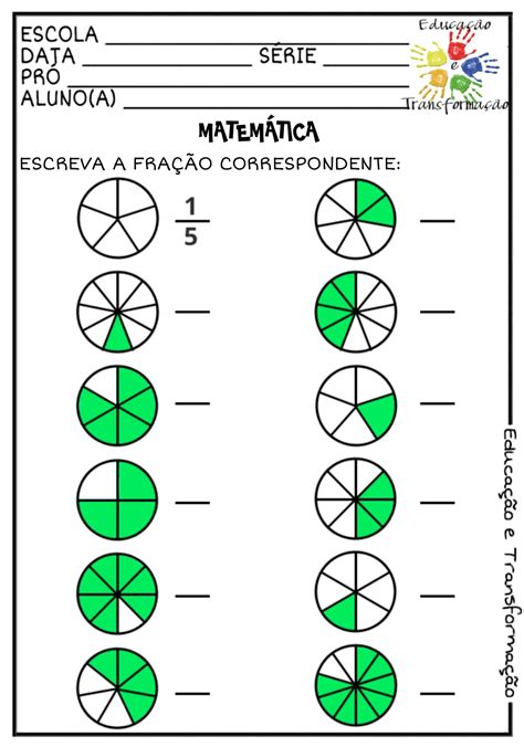 Exercícios De Fração 4 Ano