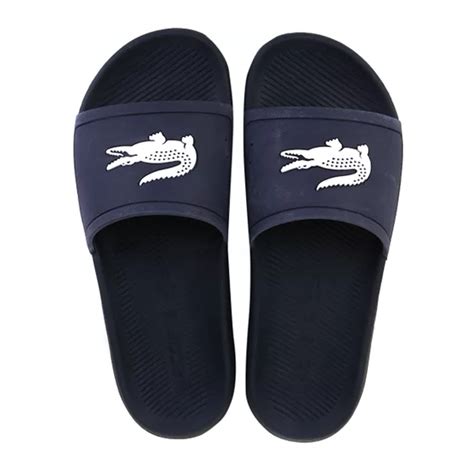 Chinelo Da Lacoste Masculino - Chinelo Lacoste Croco Slide Marinho e Branco Masculino
