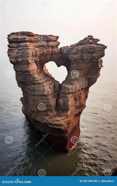 Heart-shaped Rock Formation Near the Edge of a Cliff Stock Illustration ...