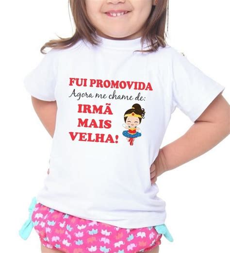 Camiseta Infantil Promovida A Irma Mais Velha Cha Revelacao