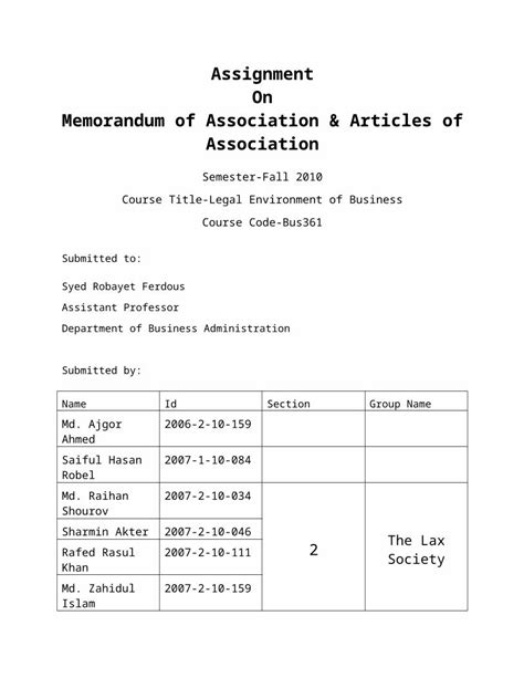 Docx Memorandum And Articles Of Association Companies Act 1994 Bangladesh Dokumen Tips