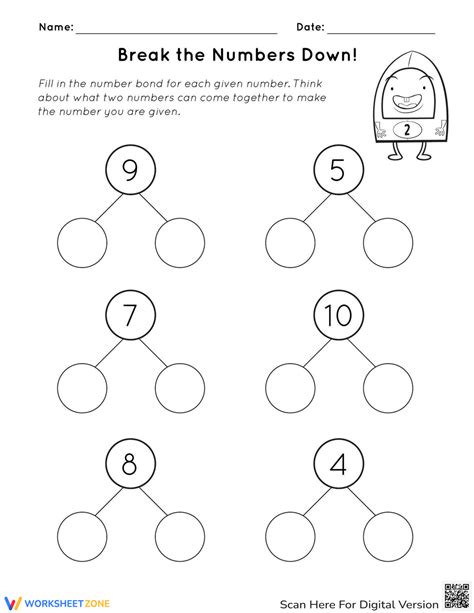 Break The Numbers Down Worksheet