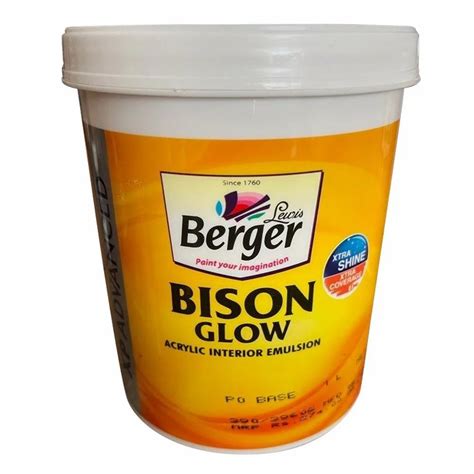 Berger Bison Glow Acrylic Interior Emulsion Packaging Size Bucket Of