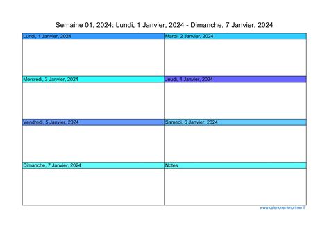 Calendrier 2024 Semaine Planning Hebdomadaire Semainier