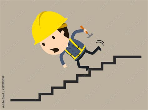 Falling down the stairs, Vector illustration, Safety and accident ...