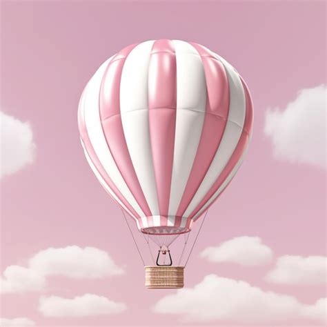 Premium Photo There Is A Pink And White Hot Air Balloon Flying In The Sky Generative Ai