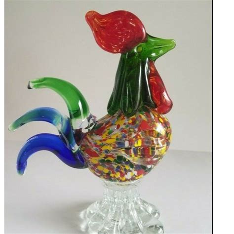 Murano Art Glass Accents Vintage Murano Art Glass Rooster Chicken Colorful 875 Tall Poshmark