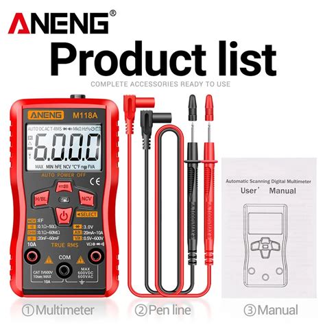 Aneng Digital Multimeter Mini Voltage Tester True Rms M A Black