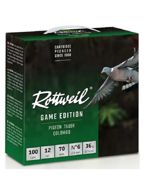 Cartouches De Chasse Rottweil Game Edition Pigeon 12 70 36g