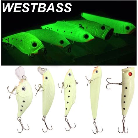 Westbass 1pcs Luminous Fishing Lure Crankbait Minnow Bait Vib Wobbler