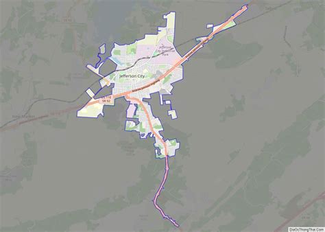 Map of Jefferson City, Tennessee - Thong Thai Real