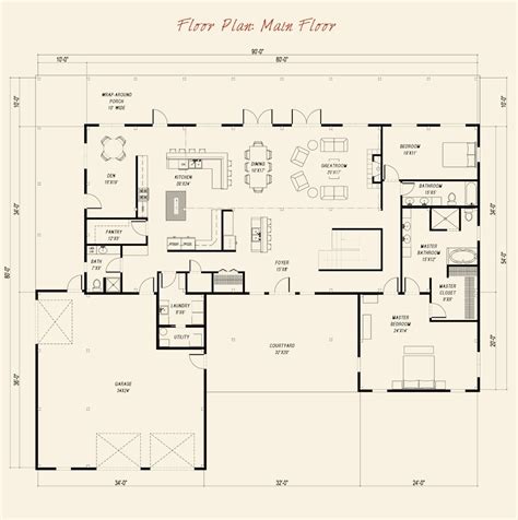 Pre Designed Barn Home Main Floor Plan Layout4 Barn House Kits Barn Style House Plans Barn