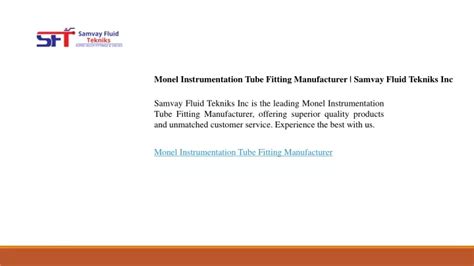 Ppt Monel Instrumentation Tube Fitting Manufacturer Samvay Fluid