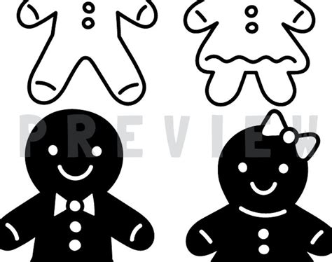 Gingerbread Man Svg Bundle Gingerbread Outline Svg Png Dxf Gingerbread Man Clipart Christmas