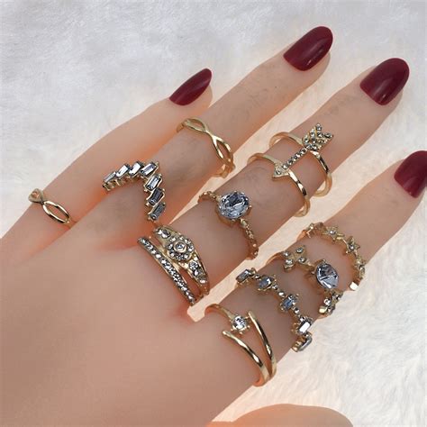 10 Piece Unique Rings Vintage Boho Ring Set Bohemian Ring Set Etsy