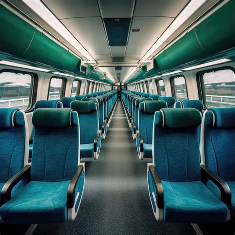 Premium AI Image | Empty cabin of a modern passenger train Empty blue ...