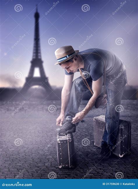 Fashion Handsome Man In Paris France Stock Photo Image Of Spring