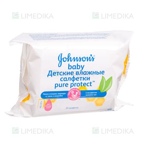 Johnsons Baby Pure Protect Drėgnos Servetėlės 25 Vnt Limedika