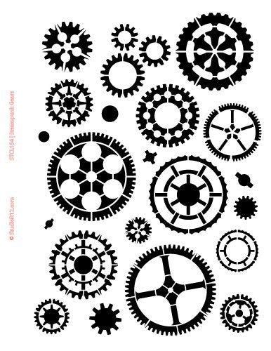 Gears Stencil By Studior12 Steampunk Art Medium 85x11 Inch