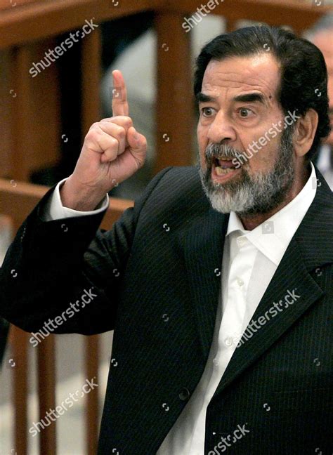 Ousted President Saddam Hussein Gestures He Editorial Stock Photo