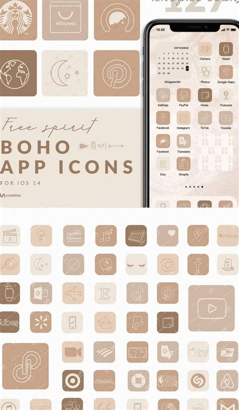 App Icons Free Spirit Ios Boho Aesthetic Nude Neutral App Covers Icons Bundle App