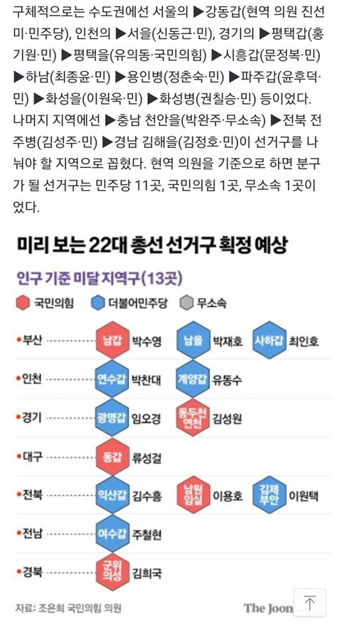 단독 2024 총선 경기 선거구 6곳 늘 듯李 텃밭 여당 초조 정치시사 에펨코리아