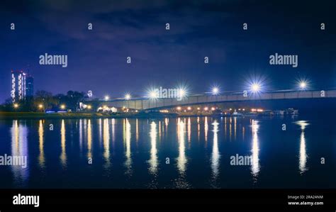 Belgrade waterfront in the night Stock Photo - Alamy