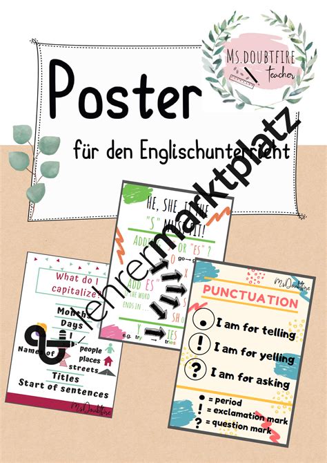 Poster Für Den Englischunterricht In 2020 Englischunterricht Poster