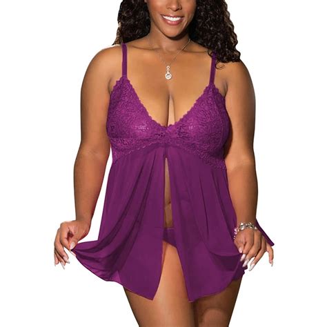 Plus Size Women Sexy Lingerie Lace Babydoll Chemise Porno Sex Underwear