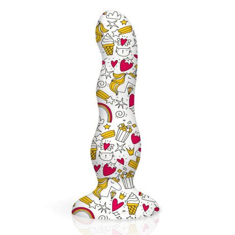 Dildo Curvo Silicona Collage Cupcakes and Unicorns Boutique Erótica