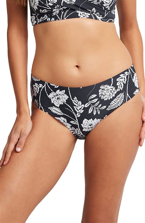 Sea Level Mid Rise Print Bikini Bottoms Blue Editorialist