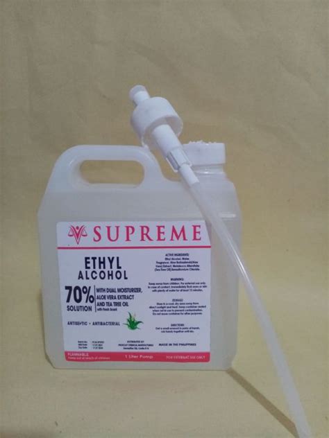 Supreme Ethyl Alcohol 70 SOLUTION 1liter Dispenser Bottle With Dual