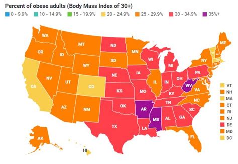 Obesity Rates By State Map - United States Map