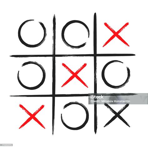 Tic Tac Toe Xo Game Hand Drawn Grid Doodle Template Vector Illustration