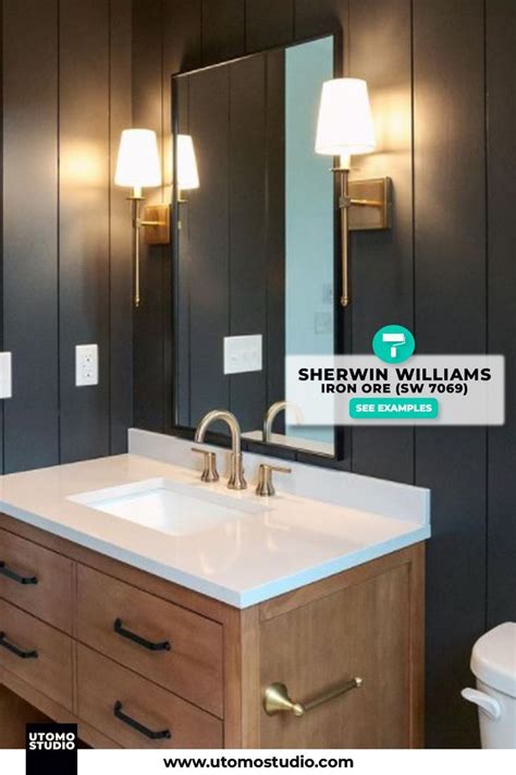 Sherwin Williams Iron Ore Bathroom Sw 7069 In 2023 Dark Accent Walls Sherwin Williams Sherwin