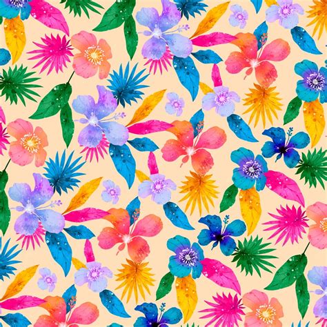 Premium Vector Colorful Tropical Floral Pattern