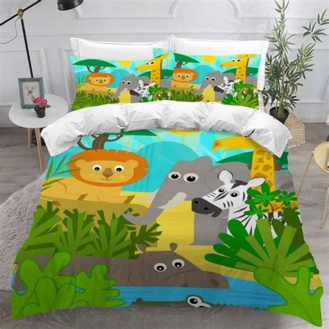 Housse De Couette 220X240 Animaux De La Forêt Imprimé 3D Dessin Animé