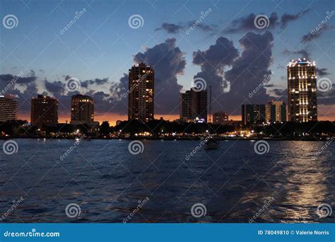 Waterfront View of Downtown St. Petersburg, FL at Dusk Stock Photo ...