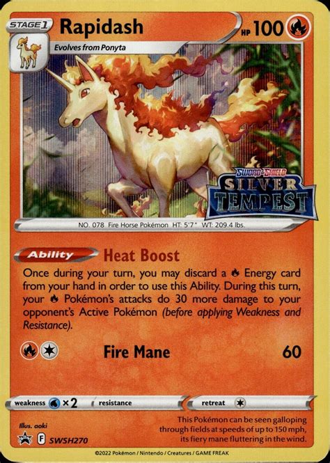 Pokemon Silver Tempest Prerelease Black Star Promo Holo Rapidash