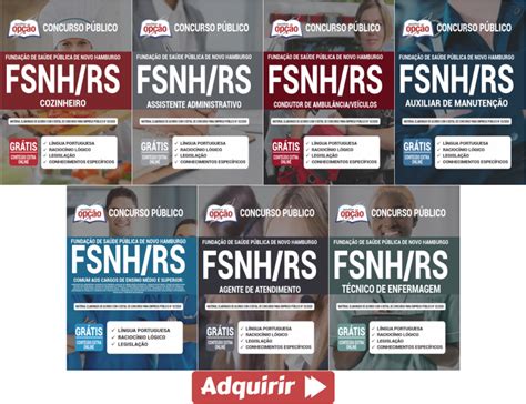 Op O Apostilas Concurso Da Fsnh Rs Cargos V Rios