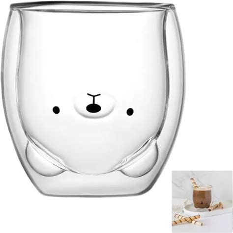 Taza Vaso De Vidrio Doble Pared Forma De Oso Polar MercadoLibre