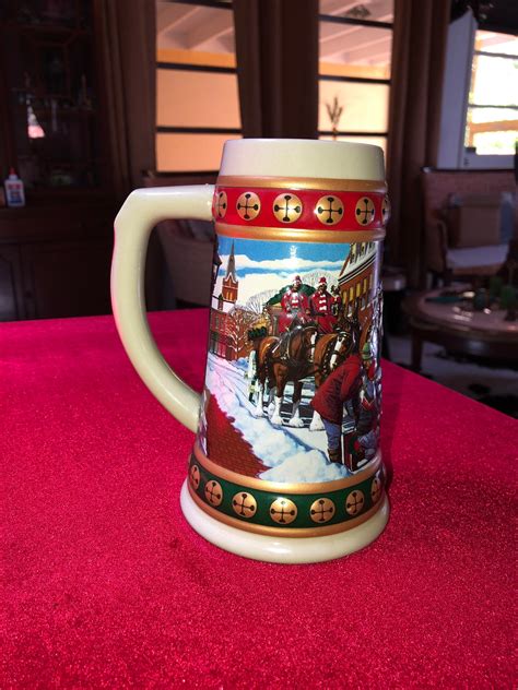 Budweiser Holiday Stein Collection 1993 Hometown Holiday Beer Etsy