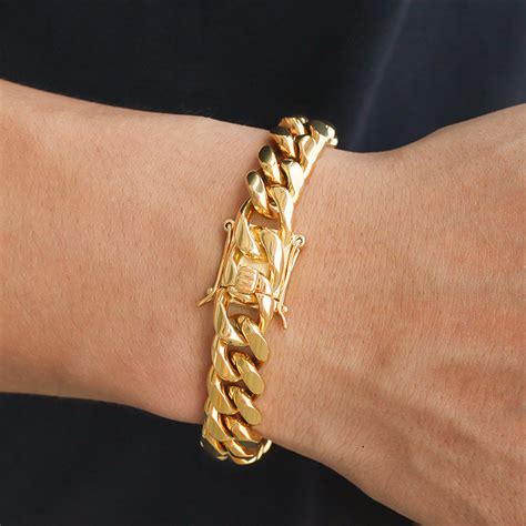 High Quality Heavy 18k Gold Cuban Link Bracelet China Hip Hop Jewelry