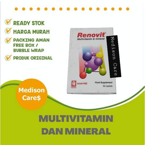 Jual Renovit Multivitamin Dan Mineral Isi 30 Caplets Sugar Free