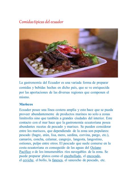 Comidas Tipicas Del Ecuador PDF